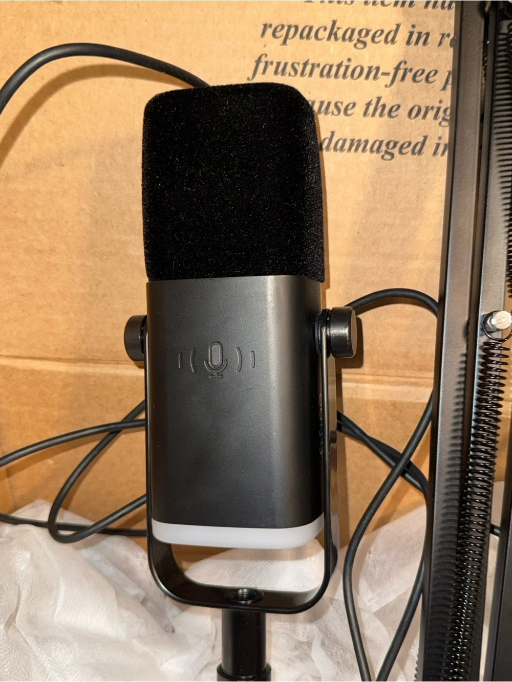 Black Desktop USB Microphone with Adjustable Boom Arm